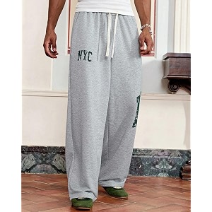 Silver Oversize Track Pants NYC Print