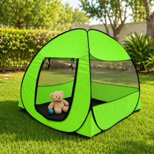 silver shine foldable green patterns popup kids play tent house