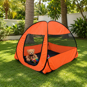 silver shine foldable orange patterns popup kids play tent house