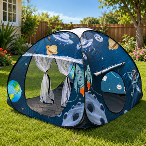 silver shine planet printed foldable kids play tent house indoor  outdoor