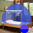 SILVER SHINE Dark Blue Foldable Single Bed Polyester Washable Adults Mosquito Net (Dark Blue, Tent)
