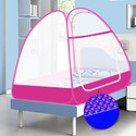 SILVER SHINE Extra Mosquito Protection SINGLE BED Foldable Washable Mosquito Net Polyester Washable Adults Mosquito Net