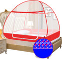 SILVER SHINE Extra Mosquito Protection DOUBLE BED Foldable Washable Mosquito Net Polyester Washable Adults Mosquito Net