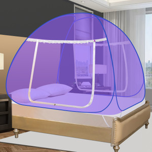 silver shine king size purple foldable double bed polyester washable adults mosquito net