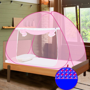 silver shine pink single bed foldable polyester washable adults mosquito net