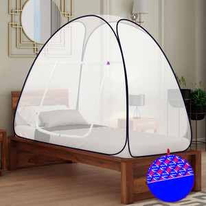 silver shine polyester foldable for single bed white color and black border mosquito net polyester washable adults mosquito net black  white tent