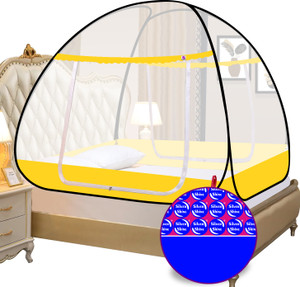 silver shine polyester adults washable primium border foldable for single bed mosquito net polyester washable adults mosquito net yellow color tent
