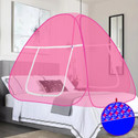 SILVER SHINE Polyester Adults Washable Foldable for Double Bed Mosquito Net Polyester Washable Adults Mosquito Net
