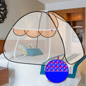 SILVER SHINE Polyester Adults Washable Foldable for Single Bed Blue Color Mosquito Net Polyester Washable Adults Mosquito Net