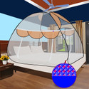 SILVER SHINE Polyester Adults Washable Foldable With Zull for Double Bed Mosquito Net Polyester Washable Adults Mosquito Net