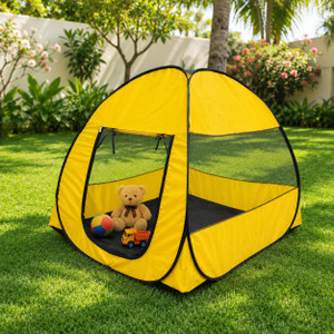 silver shine yellow color foldable yellow patterns popup kids play tent house