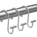 Silver Shower Curtain Hooks, Bathway Shower Curtain Rings Rust Proof, 12PCS Shower Hooks for Shower Curtain, T-Bar Design Convenient Elegant Shower Curtain Hangers for Bathroom Kitchen Wardrobe