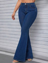silver threads Flared Women Dark Blue Jeans