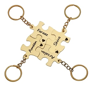 silver valley four set puzzle keychain customised personolised name keyring stylish couple gift for girlfriend boyfriend available in four colors