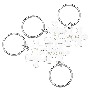 silver valley four set puzzle keychain customised personolised name keyring stylish couple gift for girlfriend boyfriend available in four colors