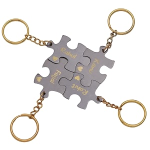 silver valley four set puzzle keychain customised personolised name keyring stylish couple gift for girlfriend boyfriend available in four colors