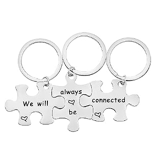 silver valley three set puzzle keychain customised personolised name keyring stylish couple gift for girlfriend boyfriend available in four colors