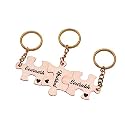 SIlver Valley three Set Puzzle Keychain Customised Personolised Name Keyring Stylish Couple Gift for Girlfriend Boyfriend Available in Four Colors