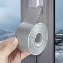 Silver Window Weather Sealing Tape,Window Draft Isolation Sealing Film Tape,Window AC Seal Air Conditioner Sealing Tape No Residue Waterproof Self Adhesive for Keep Out Cold Air Dust Rain 2IN X 65FT