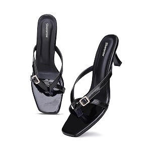 SilverArrow womens Velcor Patent Leather Kitten Heels