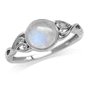 Silvershake 7MM Genuine Round Shape Gemstones White Gold Plated or Yellow Gold Plated 925 Sterling Silver Victorian Style Solitaire Ring Jewelry for Women