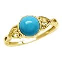Silvershake 7MM Genuine Round Shape Gemstones White Gold Plated or Yellow Gold Plated 925 Sterling Silver Victorian Style Solitaire Ring Jewelry for Women