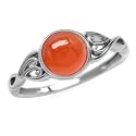 Silvershake Geunine Orange Carnelian Stone 925 Sterling Silver Victorian Style Solitaire Ring Size 9.5