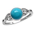 Silvershake 7MM Genuine Round Shape Gemstones White Gold Plated or Yellow Gold Plated 925 Sterling Silver Victorian Style Solitaire Ring Jewelry for Women