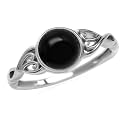 Silvershake 7MM Genuine Round Shape Gemstones White Gold Plated or Yellow Gold Plated 925 Sterling Silver Victorian Style Solitaire Ring Jewelry for Women