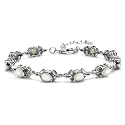 Silvershake White Mother of Pearl 925 Sterling Silver Triquetra Celtic Knot 7 to 8.5 Inch Adjustable Bracelet