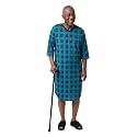 Silverts Men's Adaptive Open Back Flannel Gown, Assisted Dressing Nightgown