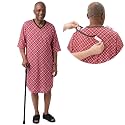 Silverts Men's Adaptive Open Back Hospital Gown, Assisted Dressing Apparel