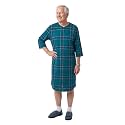 Silverts Men's Adaptive Open Back Flannel Gown, Assisted Dressing Nightgown