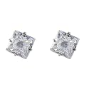 Silverwala 925-92.5 Sterling Silver Princess Cut Real Cubic Zirconia Stud Earrings For Men,Women,Children,Boys and Girls