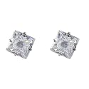Silverwala 925-92.5 Sterling Silver Princess Cut Real Cubic Zirconia Stud Earrings For Men,Women,Children,Boys and Girls