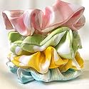 Silvr Bear Fresh Checks Scrunchies | Luxury Satin Printed Scrunchies SAME 4 COLORS AS PIC, Multi-Colour Summer Checks