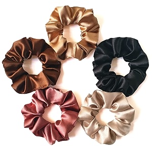 silvr bear luxury satin scrunchies set for women girls  anti-hair-breakage hair ties