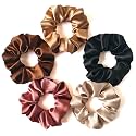 Silvr Bear Luxury Satin Scrunchies Set for Women, Girls | Anti-Hair-Breakage Hair Ties