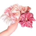 Silvr Bear Luxury Satin Scrunchies Set for Women, Girls | Anti-Hair-Breakage Hair Ties