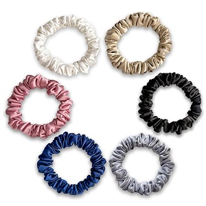 silvr bear luxury satin scrunchies same 6 colors as pic anti-hair-breakage hair ties scrunchies set for girls women best gift for sister friend mom classic skinny