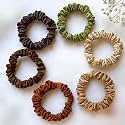 SILVR BEAR Luxury Satin Skinny Scrunchies, Same 6 Colors as Pic, Anti-Breakage Hair Ties for Women and Girls, Slim Scrunchies Set | Small Ponytail Holders (Skinny Earthy)