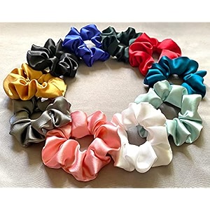 silvr bear premium satin scrunchies same 10 colors as pic anti-hair-breakage hair ties scrunchies set for girls women best gift for sister friend mom exotic shades