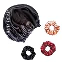 Silvr Bear Satin Satin Bonnet for Women | Sleeping Cap for Women | Scrunchies Satin | Best Gift for Sister, Friend, Mom | Same Colors AS PIC (Bonnet Black)