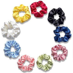 silvr bear luxury satin scrunchies set for women girls  anti-hair-breakage hair ties
