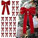 SIMISI RIBBON 24Pcs Christmas Velvet Ribbon Bows Decorations for Tree