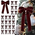 SIMISI RIBBON 24Pcs Christmas Velvet Ribbon Bows Decorations for Tree