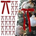 SIMISI RIBBON 24Pcs Christmas Velvet Ribbon Bows Decorations for Tree