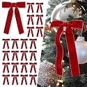 SIMISI RIBBON 24Pcs Christmas Velvet Ribbon Bows Decorations for Tree