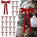 SIMISI RIBBON 24Pcs Christmas Velvet Ribbon Bows Decorations for Tree