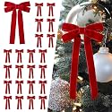 SIMISI RIBBON 24Pcs Christmas Velvet Ribbon Bows Decorations for Tree